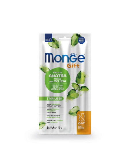 Monge Gift Soft Sticks Cat Sterilised Ente mit Zitronenmelisse und Cranberries 15g
