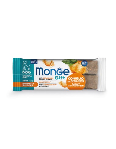 Monge Gift Granola Bars Dog Adult Kaninchen mit Mandarine 120g