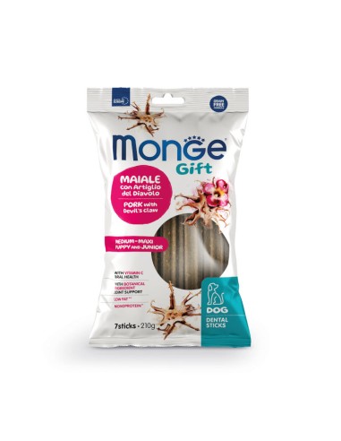 Monge Gift Dental sticks Medium - Maxi Puppy and Junior Schweinefleisch mit Teufelskralle 210g