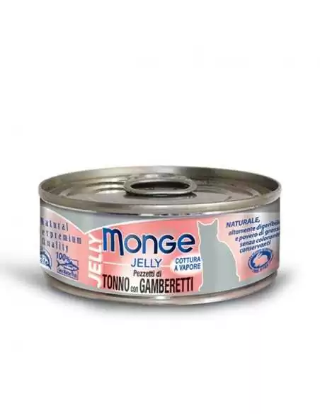 MONGE NATURAL TUŃCZYK Z KREWETKAMI w galarecie 80G