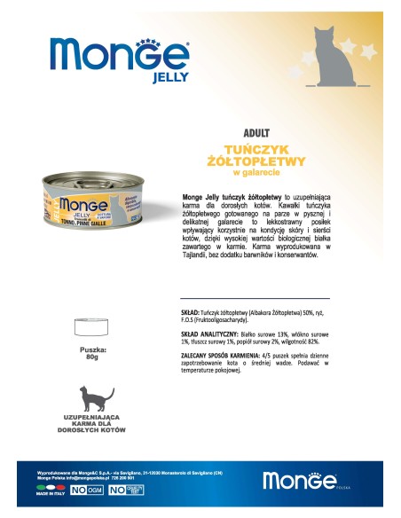MONGE JELLY YELLOW TUNA IN JELLY 80g