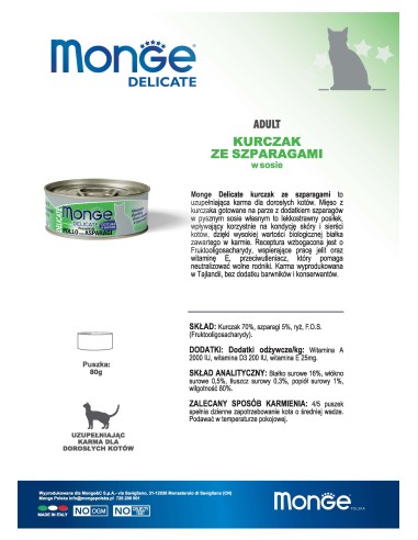 MONGE DELICATE HÜHNCHEN MIT Spargel 80G