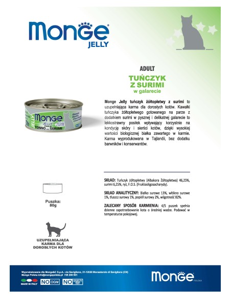 MONGE JELLY YELLOW TUNA IN JELLY WITH SURIMA 80G