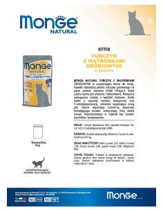MONGE NATURAL KITTEN TUNA WITH POULTRY LIVER IN JELLY 80G 2