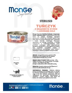 Monge Supreme puszka Sterilised Tuńczyk z żurawiną 80g 2