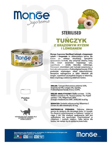 Monge Supreme kann Sterilised Thunfisch mit...