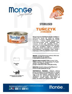 Monge Supreme can Sterilised Tuna with crab 80g 2