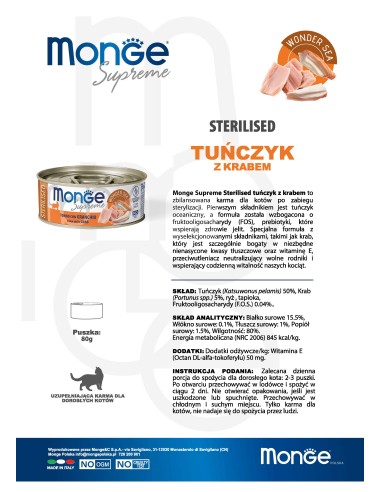 Monge Supreme kann Sterilised Thunfisch mit...