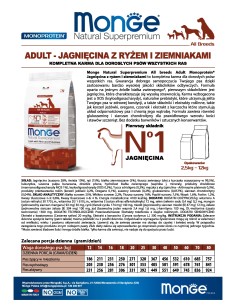 DOG ADULT JAGNIĘCINA Z RYŻEM I ZIEMNIAKAMI 2,5KG 2