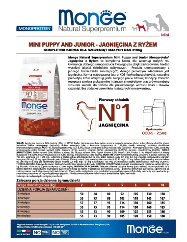 MINI PUPPY LAMB AND RICE 7.5KG
