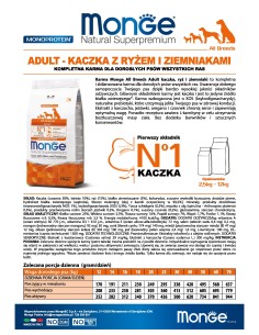 DOG ADULT KACZKA Z ZIEMNIAKAMI I RYŻEM 12KG 2