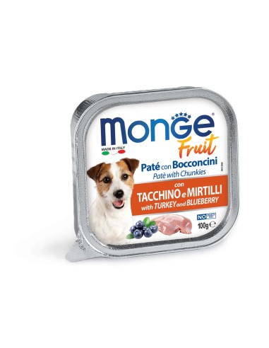 MONGE DOG FRUIT PASZTET Z INDYKIEM I BORÓWKĄ 100g