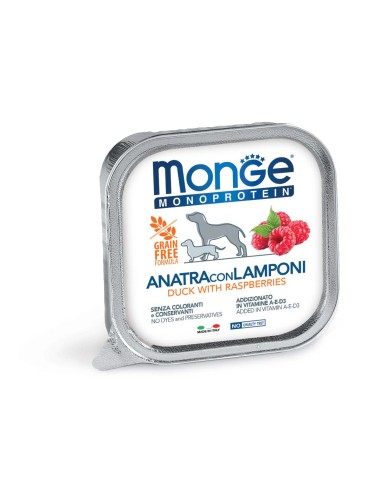 MONGE DOF FRUIT KACZKA Z MALINAMI 150g