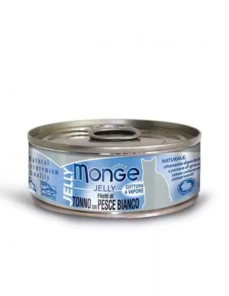 MONGE JELLY TUŃCZYK Z BIAŁĄ RYBĄ W GALARECIE  80G