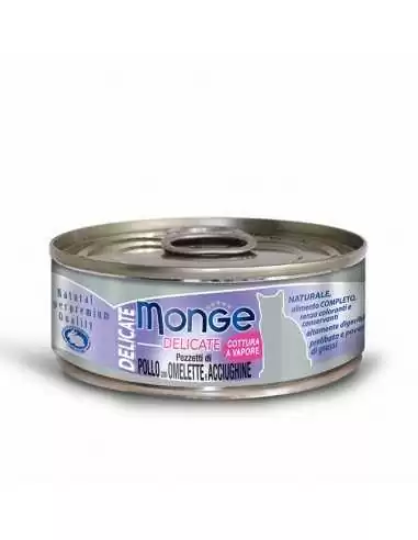 MONGE DELICATE KURCZAK Z OMLETEM I SZPROTKAMI 80G