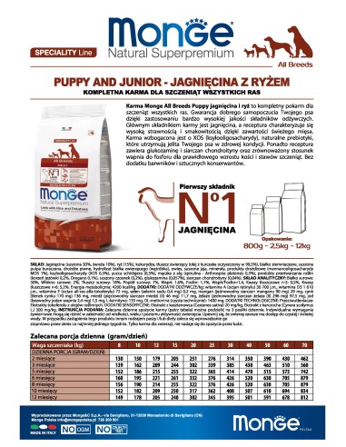 OUTLET PUPPY JAGNIĘCINA Z RYŻEM 2,5kg