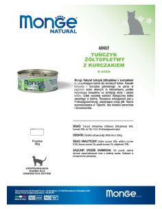 OUTLET MONGE NATURAL YELLOW TUNA WITH CHICKEN 80G 2
