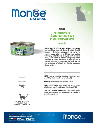 OUTLET NATURAL TUŃCZYK ŻÓŁTOPŁETWY Z KURCZAKIEM...