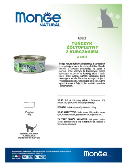 OUTLET NATÜRLICH GELBE TUNA MIT HÜHNCHEN 80G