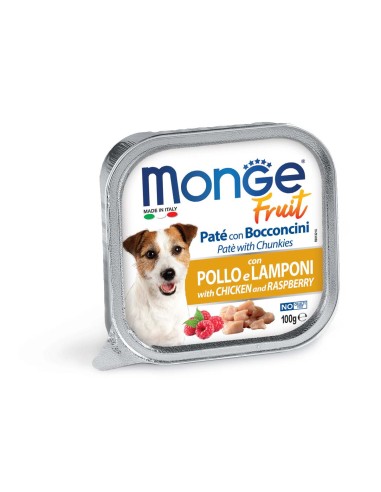 outlet MONGE DOG FRUIT PATE WITH CHICKEN AND RASPBERRIES 100g