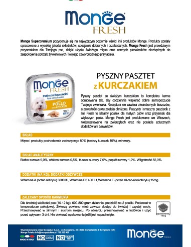 OUTLET MONGE FRESH PATE WITH CHICKEN 100g