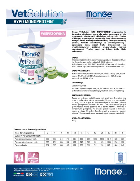 OUTLET VETSOLUTION DOG- HYPO MONOPROTEIN SCHWEINEFLEISCH 400g