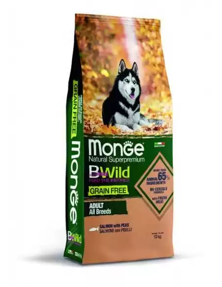OUTLET BWILD GRAIN FREE DOG ADULT SALMON WITH PEAS 12KG