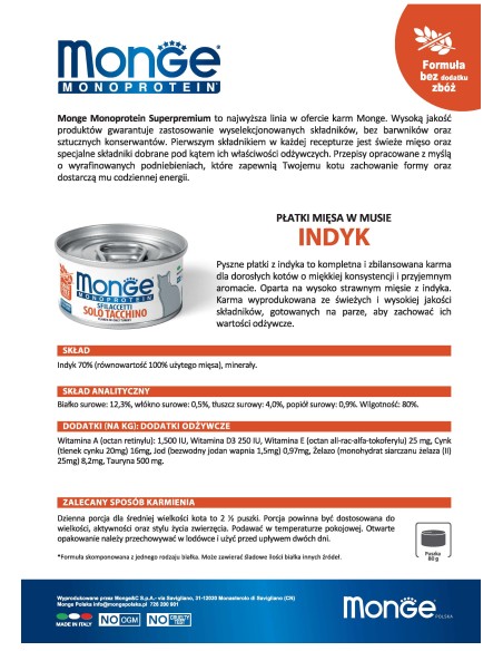 OUTLET MONOPROTEIN z mięsem indyka 80g