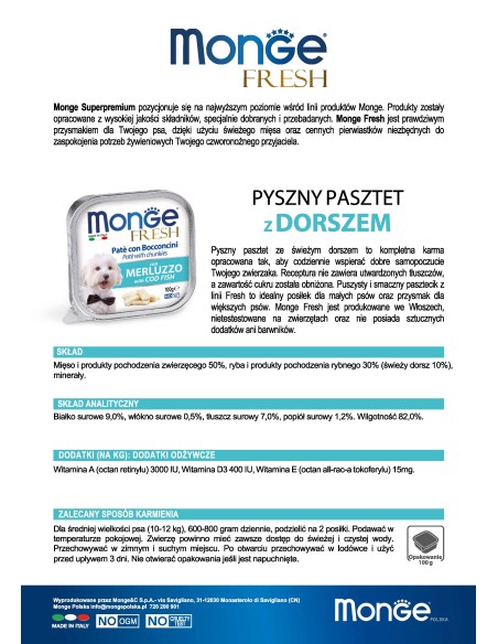 OUTLET MONGE FRESH PATE WITH COD 100g