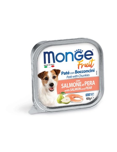 outlet MONGE DOG FRUIT PATE WITH SALMON AND PEAR 100g