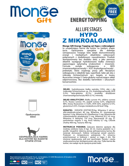 Monge Gift Energy Topping Cat Hypo mit Mikroalgen 60 ml