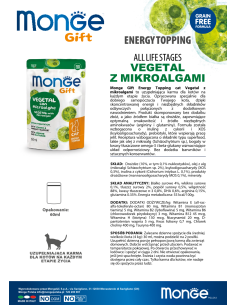 Monge Gift Energy Topping Cat Rośliny z mikroalgami 60 ml 2