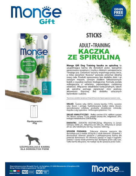 Monge Gift Sticks Dog Adult Duck with spirulina 45g