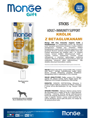 Monge Gift Sticks Dog Adult Kaninchen mit...