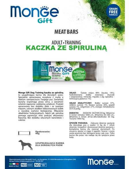 Monge Gift Meat Bars Dog Adult Duck with spirulina 40g