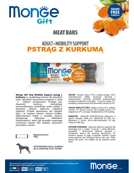 Monge Gift Meat Bars Dog Adult Forelle mit Kurkuma 40g
