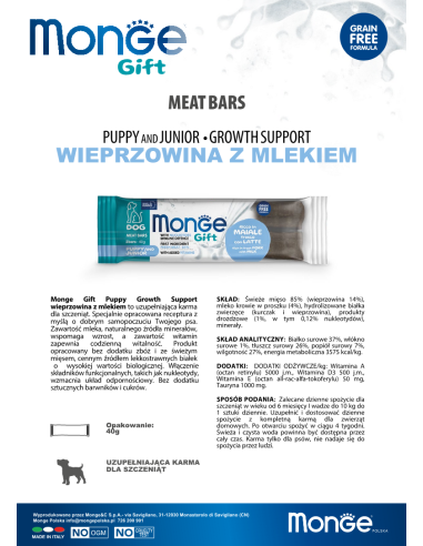 Monge Gift Meat Bars Puppy and junior Pork with...