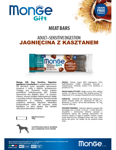 Monge Gift Meat Bars Dog Adult Lamm mit Kastanien 40g