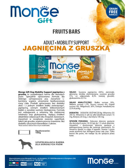 Monge Gift Fruits Bars Dog Adult Lamm mit Birne 100g