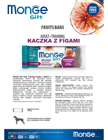 Monge Gift Fruits Bars Dog Adult Duck with figs...