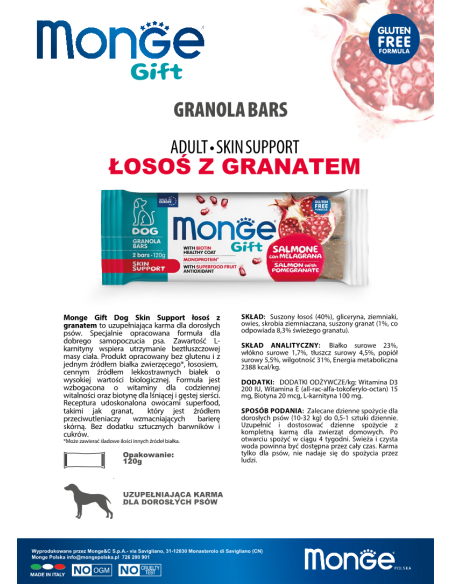 Monge Gift Granola Bars Dog Adult Salmon with pomegranate 120g