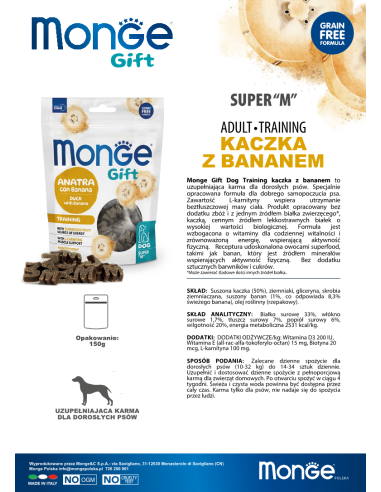Monge Gift Super "M" Dog Adult Ente mit Banane...