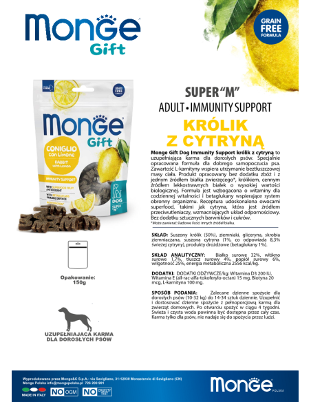 Monge Gift Super "M" Dog Adult Królik z cytryną 150g