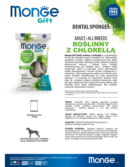 Monge Gift Dental sponges Dog Adult Pflanzen mit Chlorella 210g
