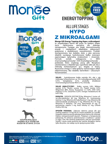 Monge Gift Energy topping Dog Adult Hypo with microalgae 60ml