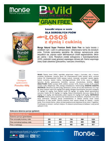 BWILD GRAIN FREE ŁOSOŚ 400g