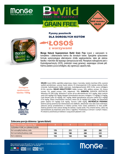 MONGE BWILD GRAIN FREE PATE WITH SALMON 100g