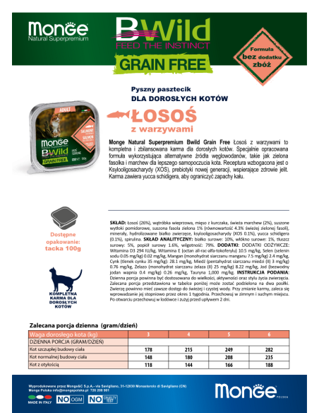 MONGE BWILD GRAIN FREE PATE WITH SALMON 100g