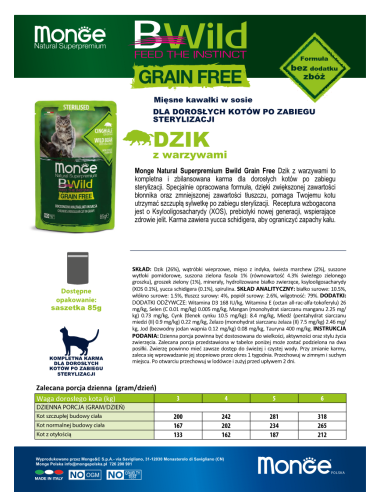 BWILD GRAIN FREE Dzik z warzywami w sosie 85g