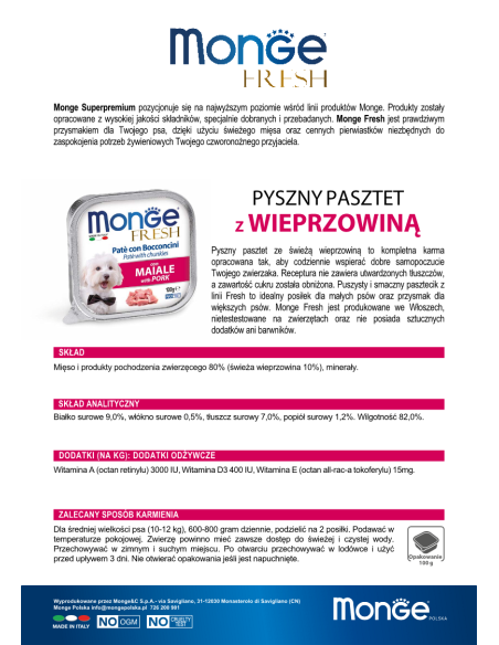 MONGE FRESH PATE WITH PORK 100g